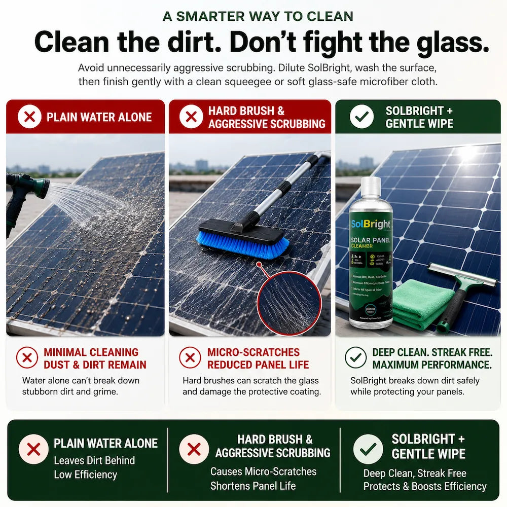Clean the dirt. Don't fight the glass.